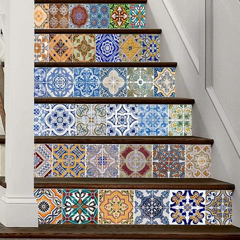 TUOKING 6 Strips Stair Risers Stickers Peel and Stick Stair Decals Removable Self-Adhesive Vinyl Staircase Stickers, 39.37" L x 7.08" W for 6 Steps - Image 1
